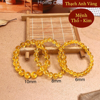 Chuỗi Hạt Đá Thạch Anh Kho Đá Phong Thủy - Vòng Đá Thạch Anh Vàng Tự Nhiên Thu Hút Tài Lộc Và May Mắn