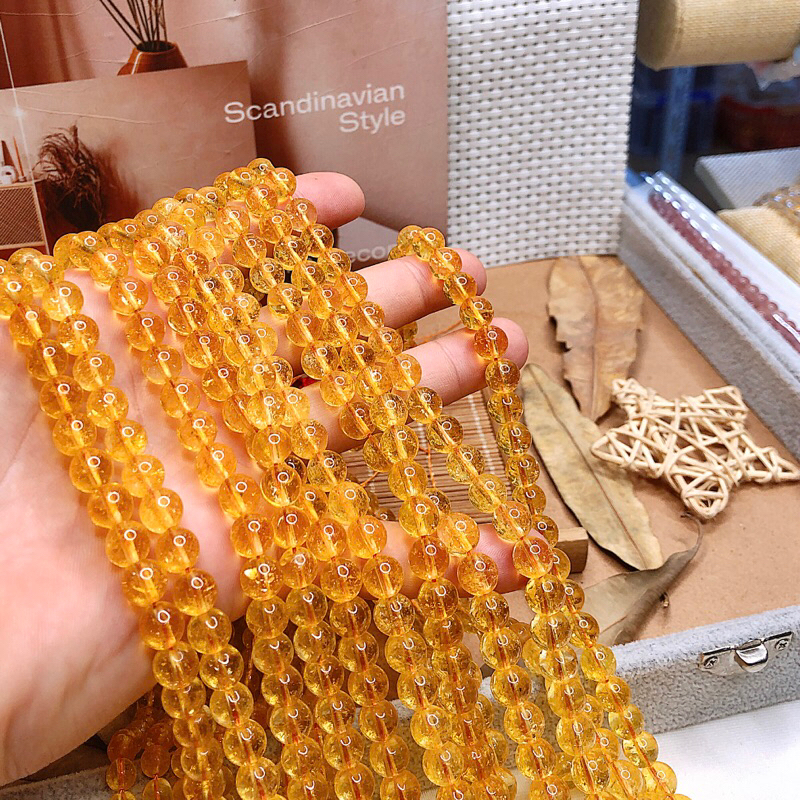 Chuỗi Hạt Đá Thạch Anh Kho Đá Phong Thủy - Vòng Đá Thạch Anh Vàng Tự Nhiên Thu Hút Tài Lộc Và May Mắn
