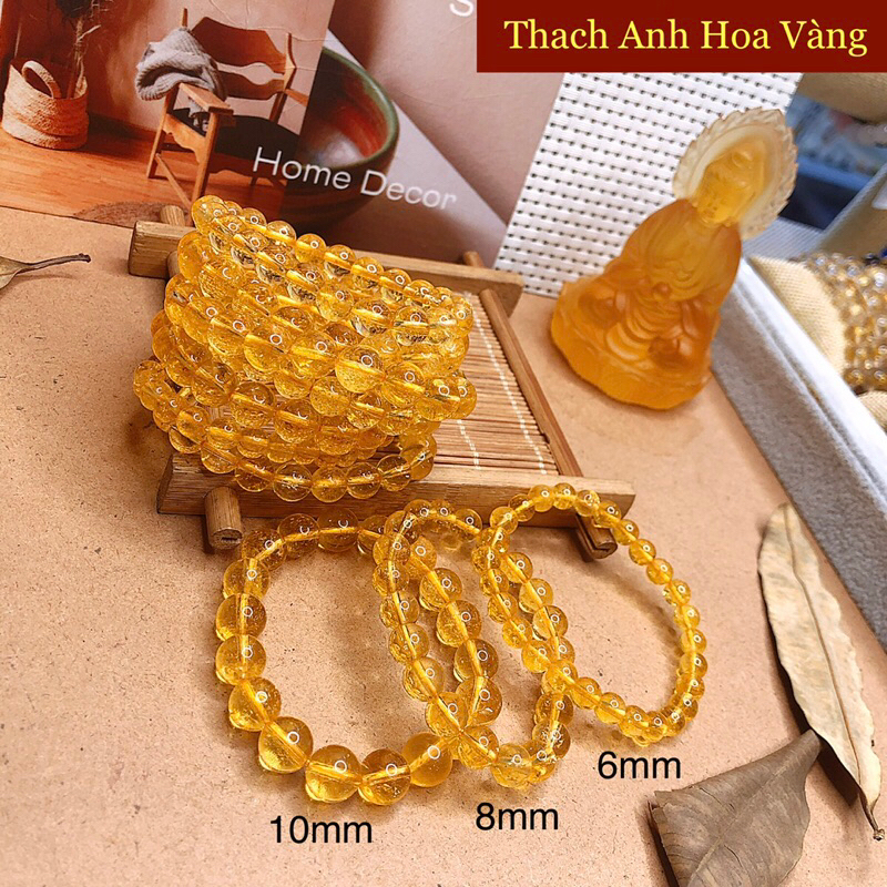 Chuỗi Hạt Đá Thạch Anh Kho Đá Phong Thủy - Vòng Đá Thạch Anh Vàng Tự Nhiên Thu Hút Tài Lộc Và May Mắn