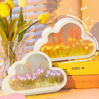 Đèn Tulip hình Đám Mây Gương Handmade Trang Trí Phòng Ngủ , Phòng Khách , Bàn Làm việc - DIY hoa tulip đèn ngủ gương