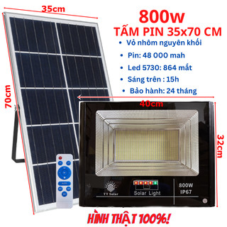 Đèn năng lượng mặt trời siêu sáng 1000w, 800w, 700w, 500w 300w, 100w Chống nước Ip67, Bh 2 năm