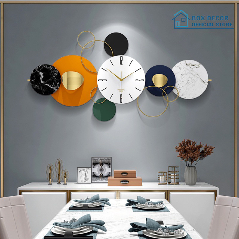 Đồng Hồ Treo Tường Trang Trí Phong Cách Bắc Âu Decor Nghệ Thuật Kim Trôi Cao Cấp Box Decor BD2508