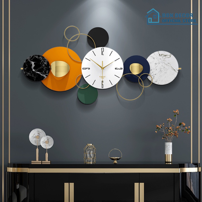 Đồng Hồ Treo Tường Trang Trí Phong Cách Bắc Âu Decor Nghệ Thuật Kim Trôi Cao Cấp Box Decor BD2508