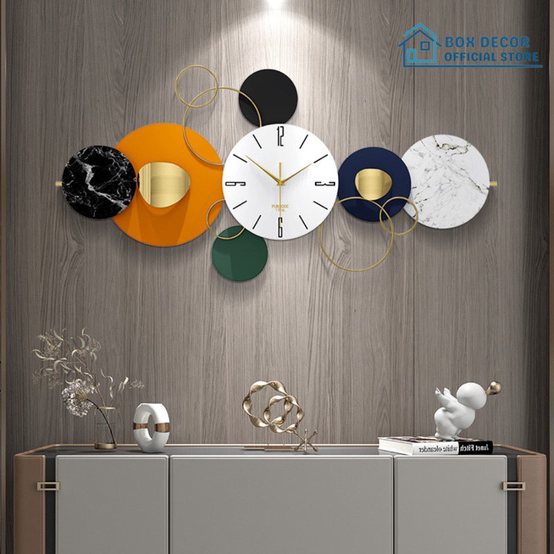 Đồng Hồ Treo Tường Trang Trí Phong Cách Bắc Âu Decor Nghệ Thuật Kim Trôi Cao Cấp Box Decor BD2508