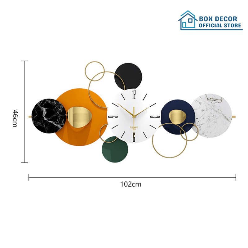 Đồng Hồ Treo Tường Trang Trí Phong Cách Bắc Âu Decor Nghệ Thuật Kim Trôi Cao Cấp Box Decor BD2508