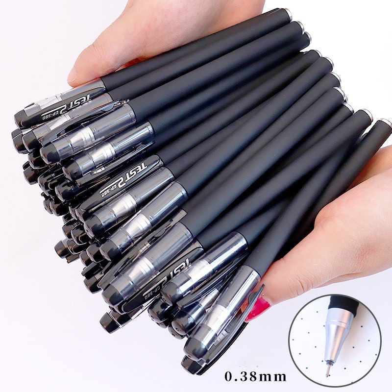 Sét 100 bút gel mực đen ngòi 0.38mm