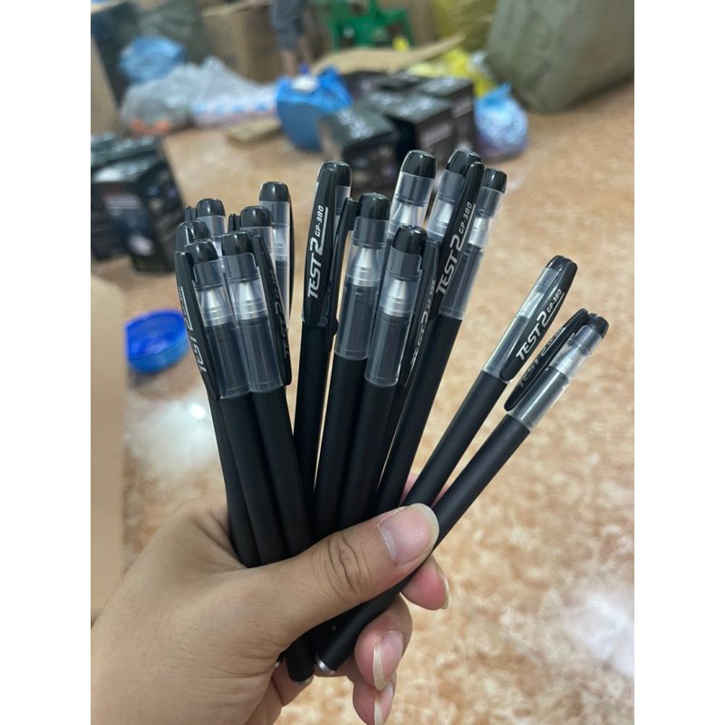 Sét 100 bút gel mực đen ngòi 0.38mm