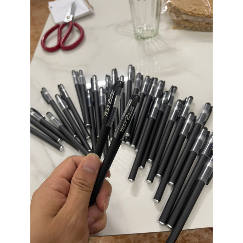 Sét 100 bút gel mực đen ngòi 0.38mm