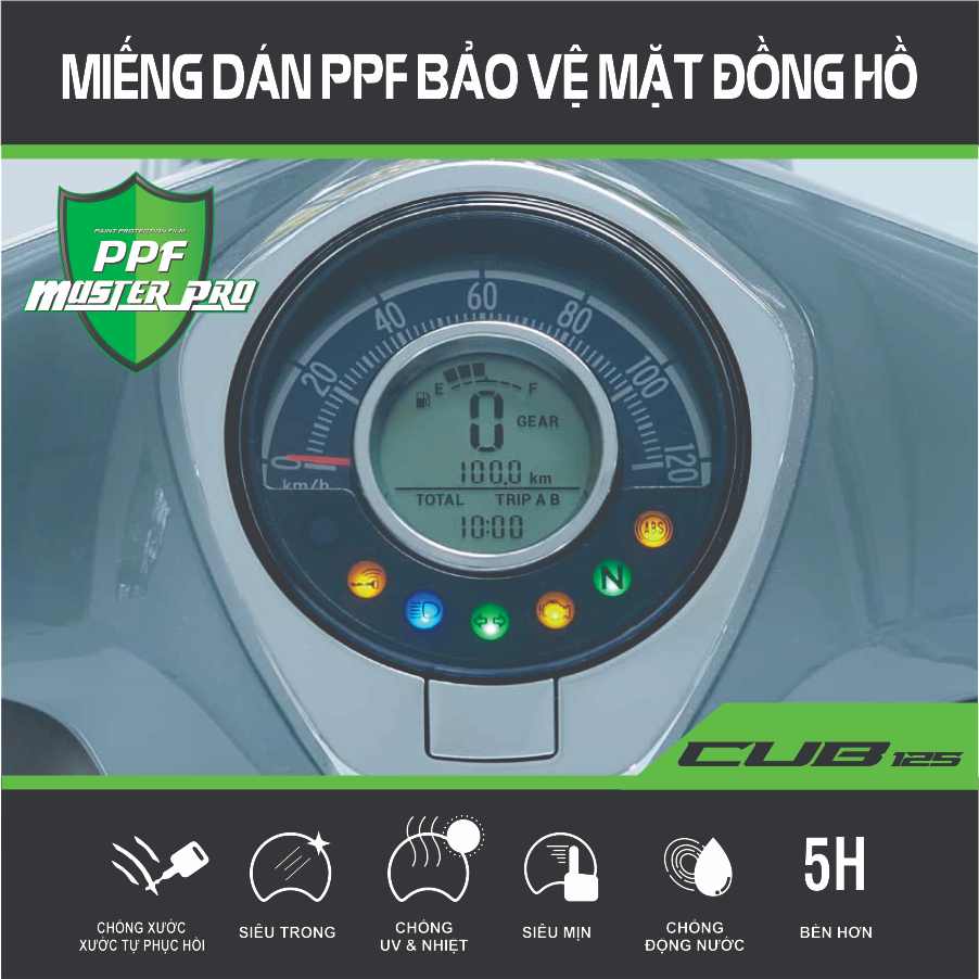 Miếng Dán PPF Bảo Vệ Mặt Đồng Hồ Xe CUB 125  | Chất Liệu Film PPF Trong...