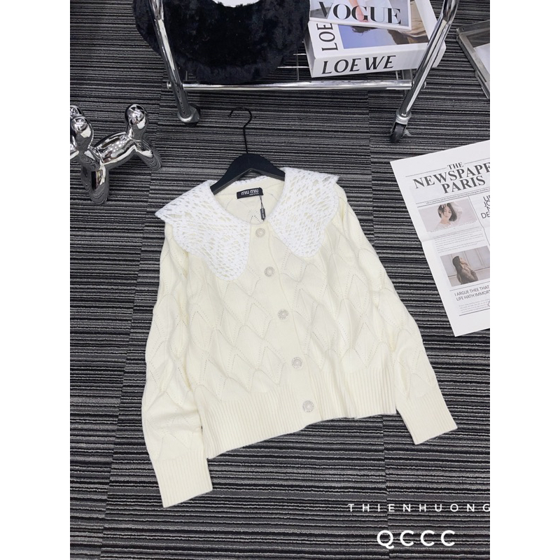 Áo len miumiu cổ ren cao cấp