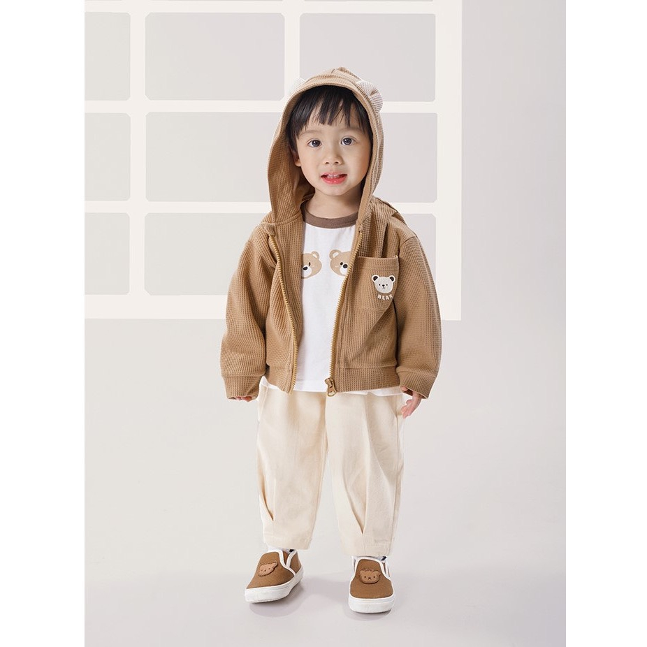 ÁO KHOÁC BEAR 2 MÀU DỄ THƯƠNG CHẤT LIỆU TĂM TỔ ONG CHO BÉ