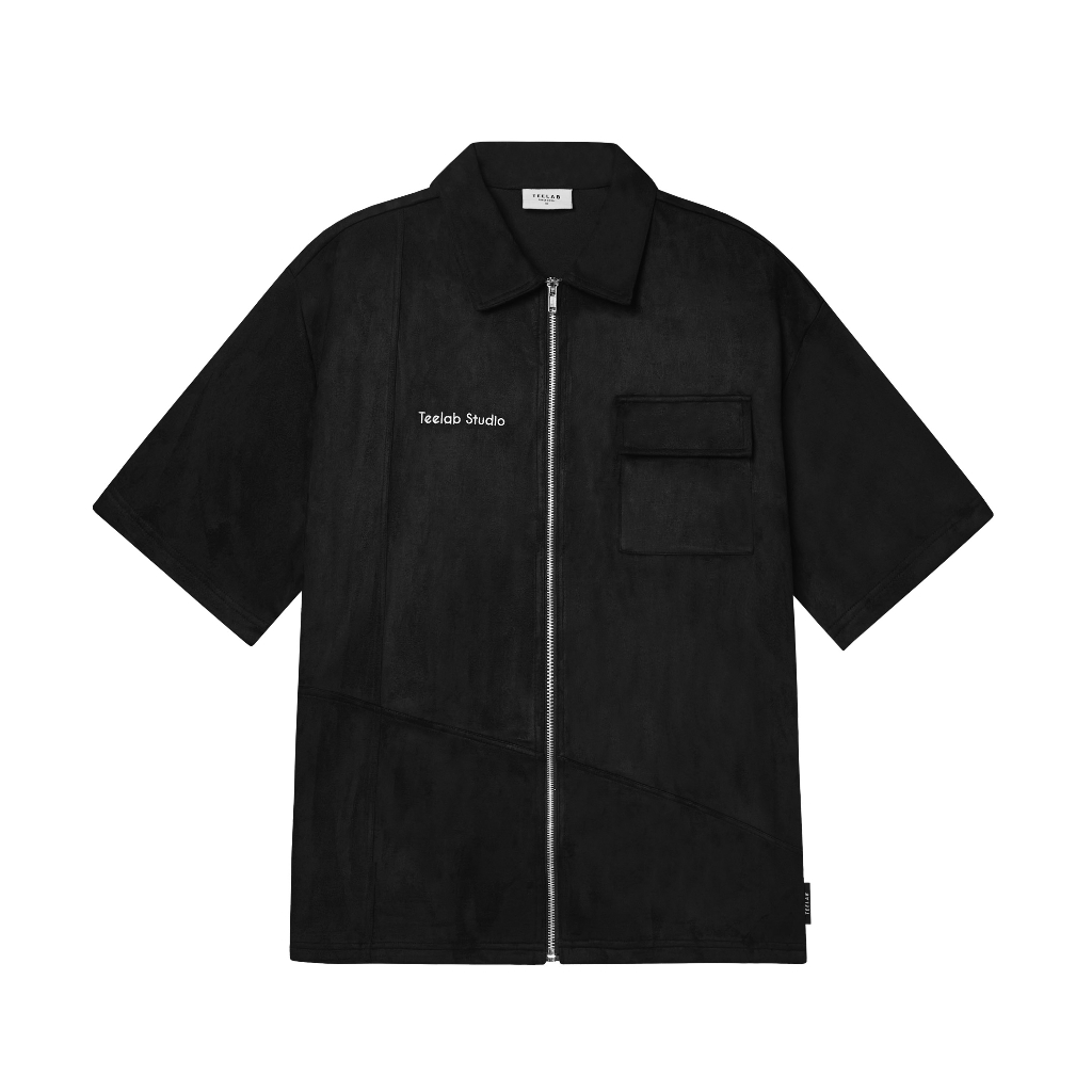 Áo Sơ Mi Da Lộn Zip Up Ngắn Tay Teelab Local Brand Unisex Shirt SS051