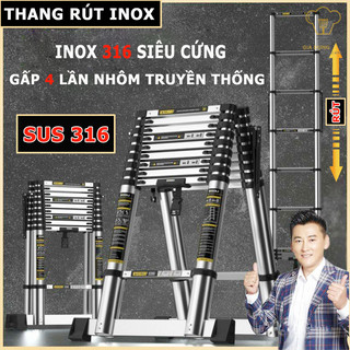 Thang Rút Inox Gấp Gọn Siêu Bền, Thang Nhôm Gấp Gọn Chữ A 3 4 5 6 7 Bậc, Thang Ghế Tay Vịn MKS068