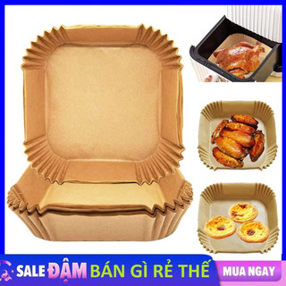 Set 50 Tờ Giấy Nến Vuông Vàng Lót Nồi Chiên Không Dầu, Giấy Thấm Dầu Lót Xửng Hấp, Thấm Dầu Ăn Lót Lò Vi Sóng Chống Dính