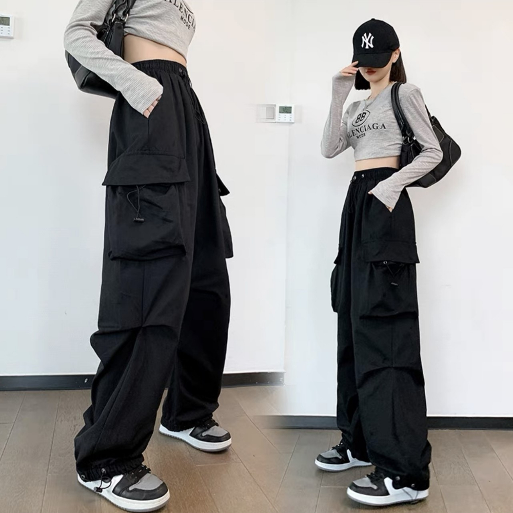 Quần Jogger dù BASI eo cạp chun LƯNG THUN ống suông hack dáng - phong cách Unisex Nam Nữ vải mềm mại, thoáng mát GIDI