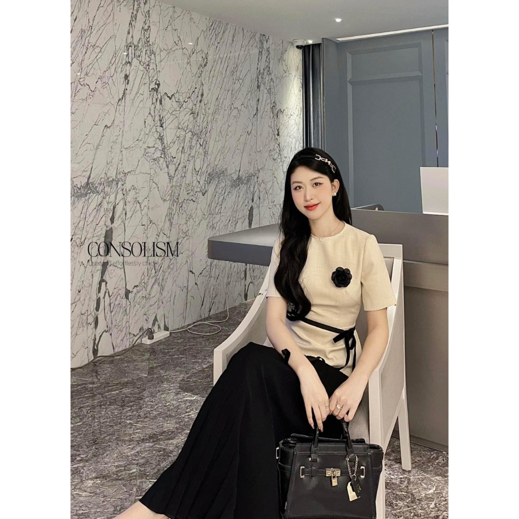 Set 2 chi tiết tiểu thư áo kèm chân váy xếp li TH478