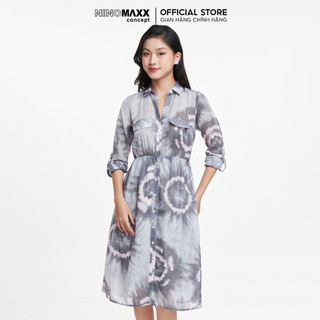 N&m đầm nữ tay dài cổ bẻ dáng suông họa tiết nổi bật 1906062