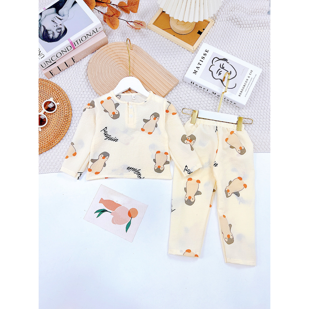 Bộ pizama dài tay thu đông cho bé gái