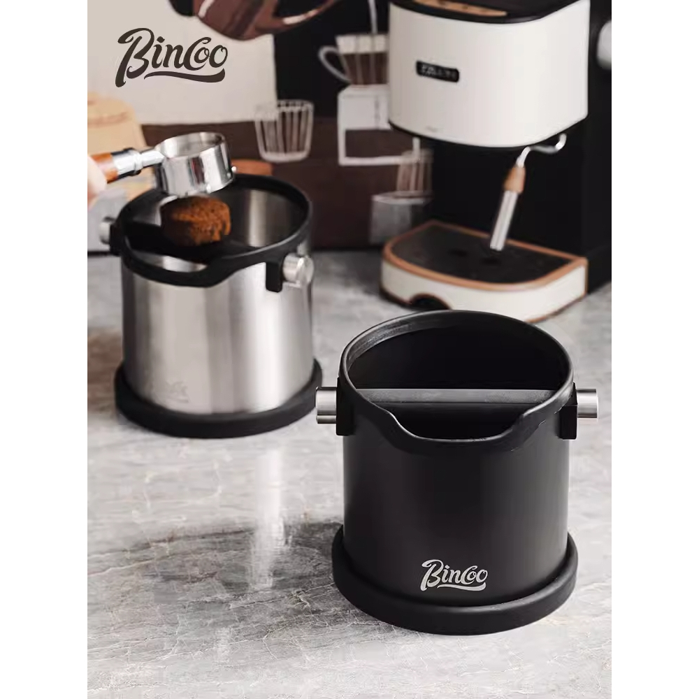 BinCoo | Hộp Đập Bã Inox Nguyên Khối Hình Trụ Màu Đen