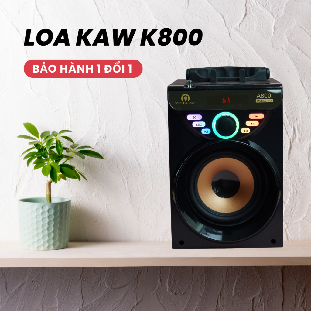 Loa bluetooth KAW K800 - Pin Lithium 2000 mAh dùng liên tục 6 - 8 giờ, bass trầm, hỗ trợ hát Karaoke - Hàng chính hãng