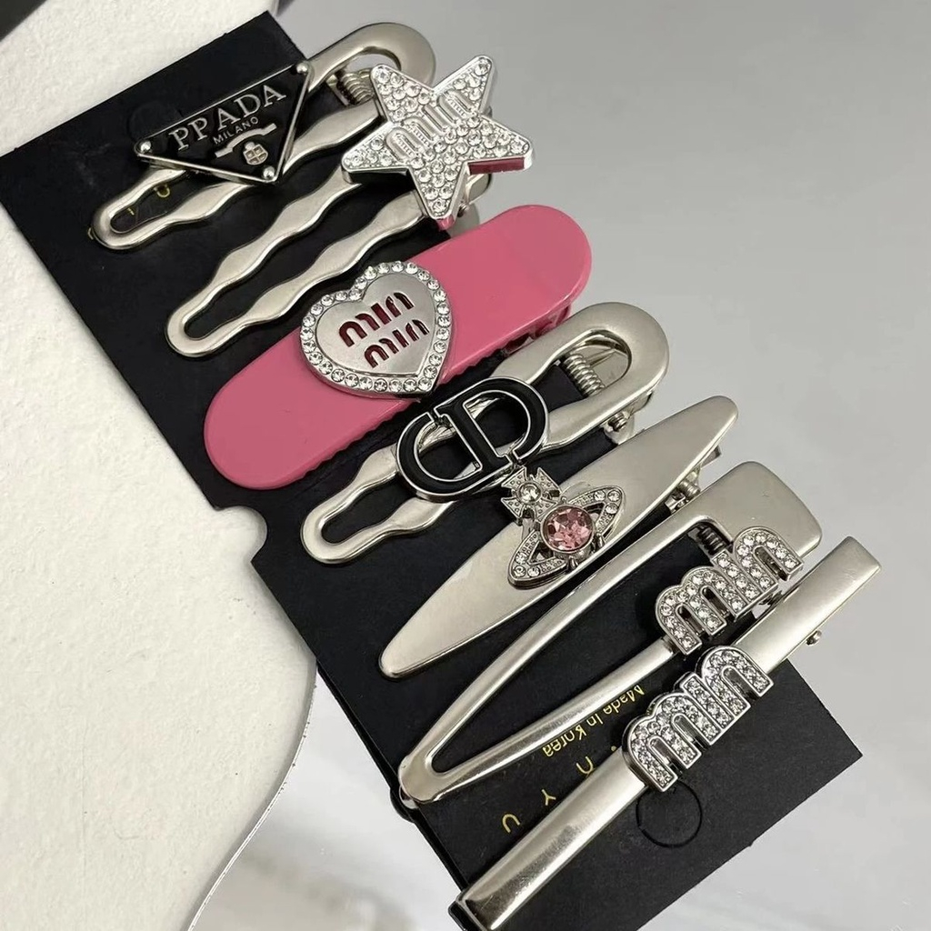 Set 7 Kẹp Tóc Hình Trái Tim Đính Đá Thời Trang Cho Nữ Y2K