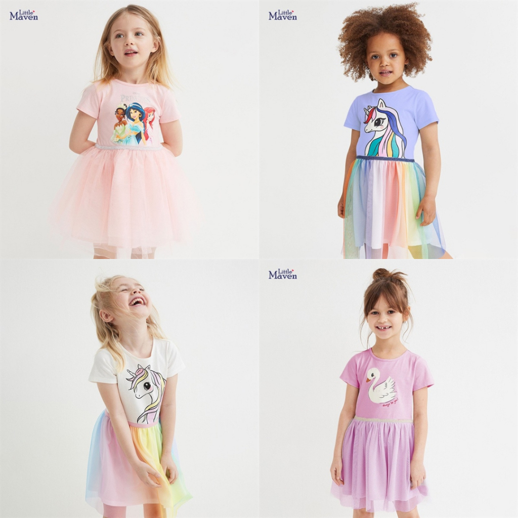 BST váy hè ngắn tay đáng yêu Little Maven thời trang trẻ em từ 2-7 tuôi