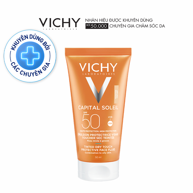 Kem chống nắng SPF 50 UVA+UVB Vichy Capital Soleil Mattifying Dry Touch Face Fluid 50ml