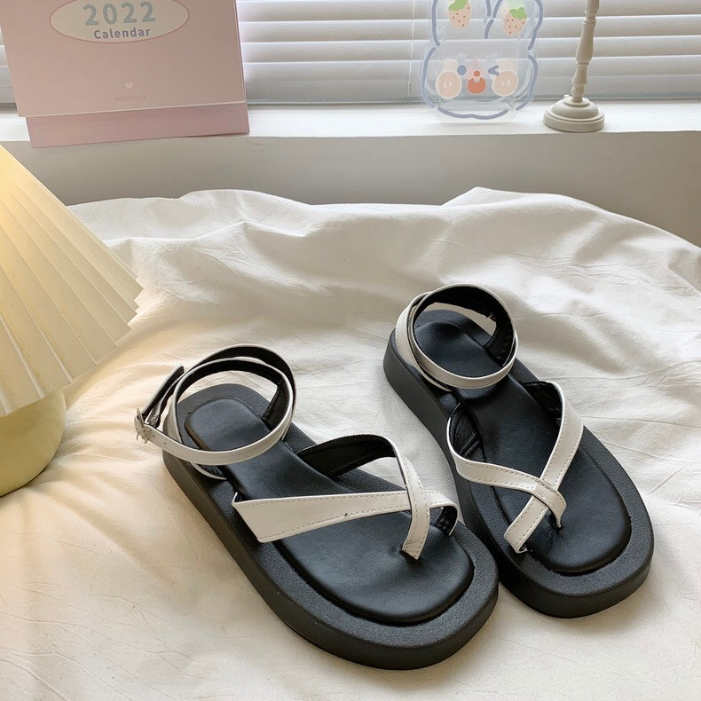 Sandal nữ xỏ ngón dây mảnh quấn 1 vòng quanh chân đế 3cm xinh xắn