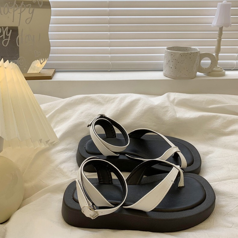 Sandal nữ xỏ ngón dây mảnh quấn 1 vòng quanh chân đế 3cm xinh xắn