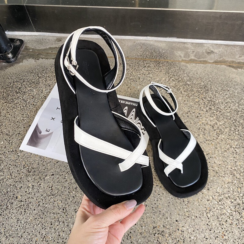 Sandal nữ xỏ ngón dây mảnh quấn 1 vòng quanh chân đế 3cm xinh xắn