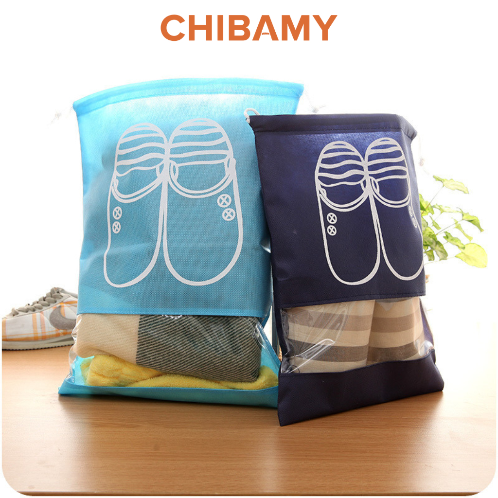 COMBO 2 túi đựng giàydép, quần áo du lịch có dây rút size 44*32 cm