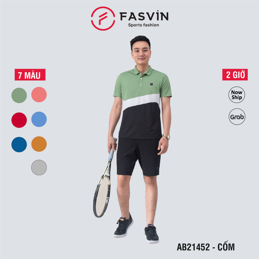 Áo thể thao nam Fasvin A21452.HN cộc tay cổ bẻ vải mềm nhẹ co giãn tốt
