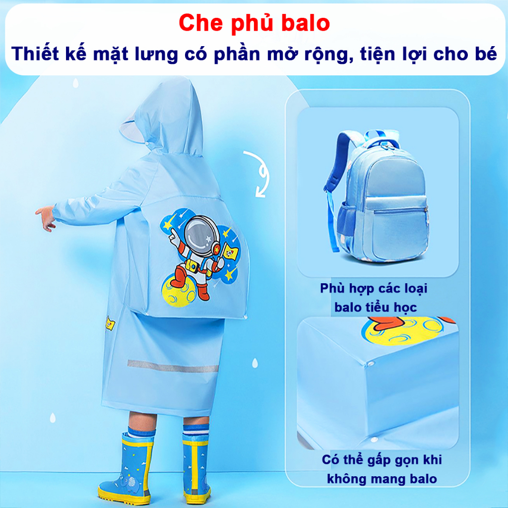 Áo mưa cho bé 2-10 tuổi cao cấp ( Khóa Kéo+Cúc Bấm+Tay Bo Chun) Chống thấm tuyệt đối Chất liệu EVA nhẹ và nhanh khô