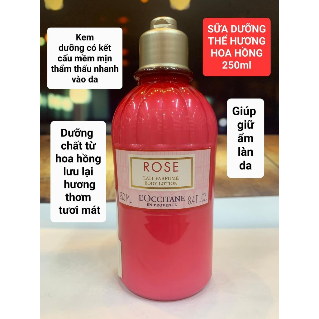 Sữa Dưỡng Thể L'Occitane Rose Body Milk Là Sữa Dưỡng Thể Với Hương Hoa Hồng Tinh Tế Giúp Giữ Ẩm Làn Da Và Lưu Lại Hương