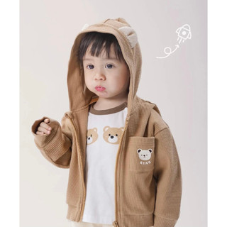 ÁO KHOÁC BEAR 2 MÀU DỄ THƯƠNG CHẤT LIỆU TĂM TỔ ONG CHO BÉ TRAI BÉ GÁI