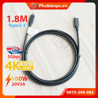 Cáp Type C sang Type C 1.8M hỗ trợ 4K 2K sạc PD100W cho thiết bị động, laptop. Kết nối máy tính ra màn hình ngoài