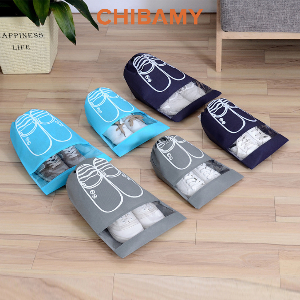 COMBO 2 túi đựng giàydép, quần áo du lịch có dây rút size 44*32 cm