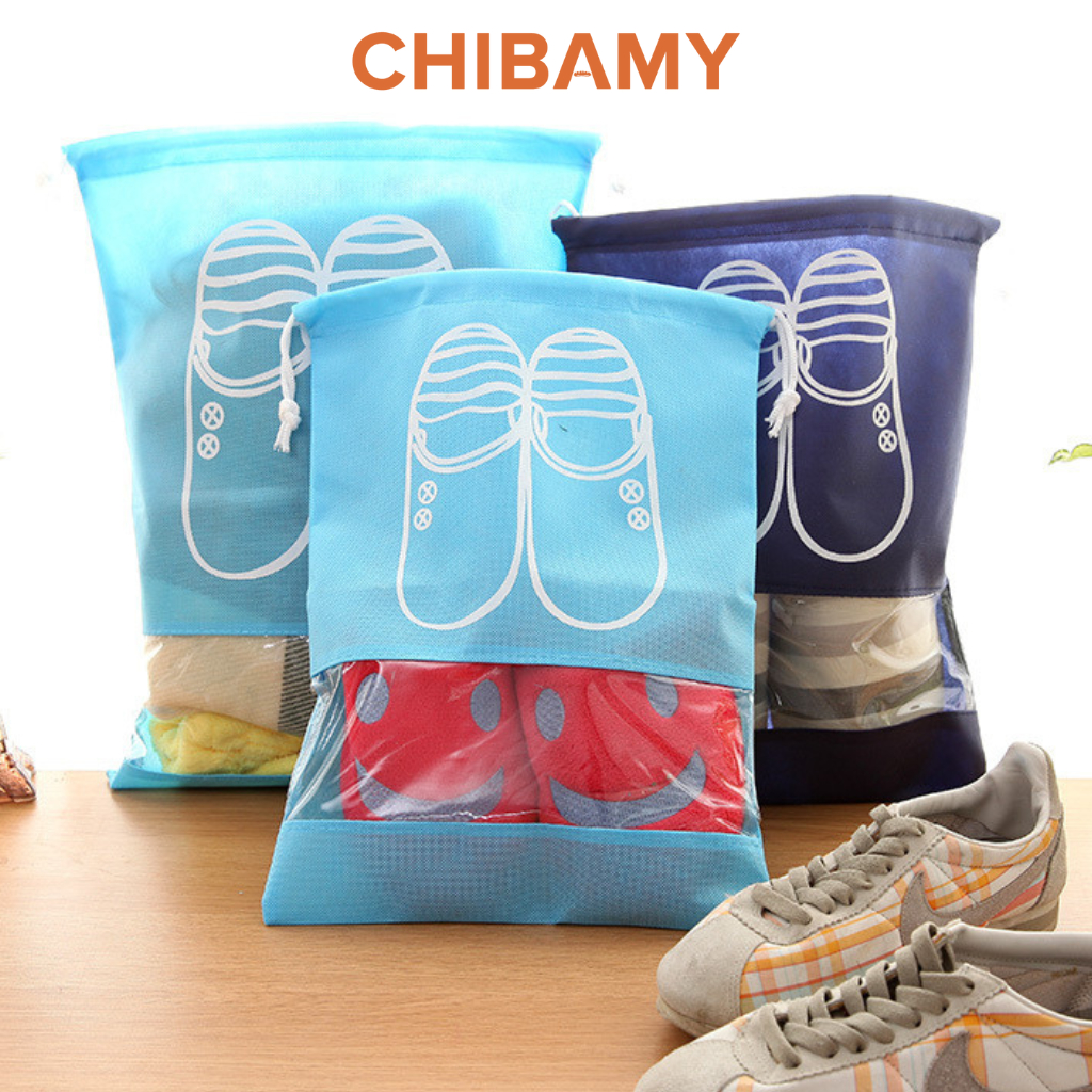 COMBO 2 túi đựng giàydép, quần áo du lịch có dây rút size 44*32 cm