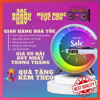 Loa bluetooth/đèn ngủ led thông minh/đồng hồ báo thức/chức năng sạc không dây sáng tạo bầu không khí