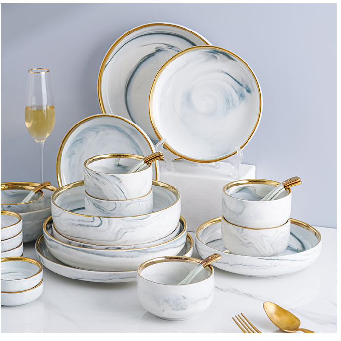 Bát đĩa 26 món. bộ bát đĩa 26 món màu vân đá. chén đĩa 26 món