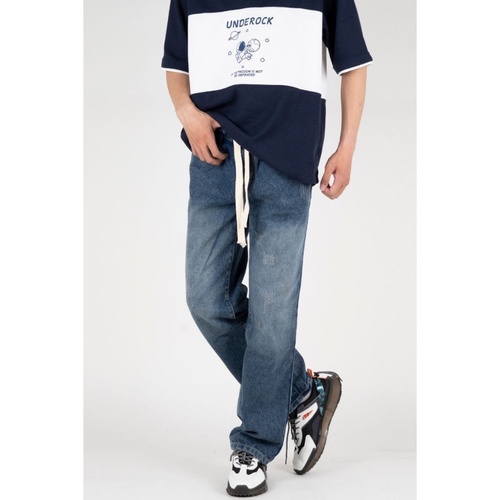 Quần Jean nam baggy wash 2 màu ống suông rộng dáng đứng vải jean bò cao cấp hottrend