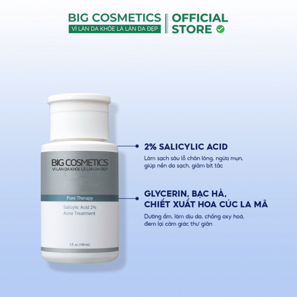 Toner BHA 2% Giúp Làm Sạch Sâu, Giảm Mụn, Ngăn Tiết Dầu 148ml