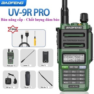 Bộ Đàm Baofeng UV-9R Pro sạc Type-C, chống nước, 2 băng tần UHF/VFH, cài sẵn các kênh OS, PNF, otofun, 2030..