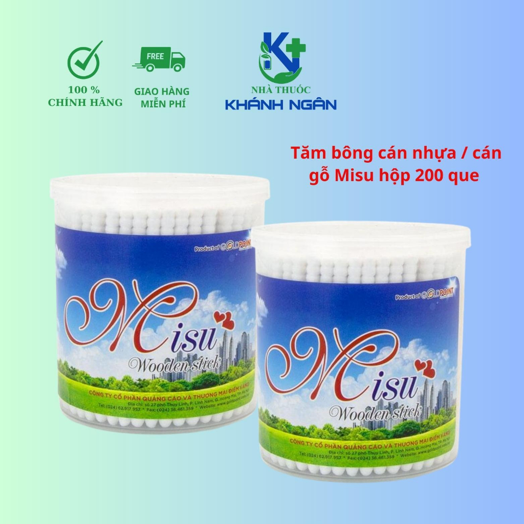 Tăm Bông Y Tế Cán Gỗ/ Cán Nhựa MiSu Hộp 200 cây