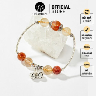 Vòng tay lắc tay nữ bạc 925 phối đá thạch anh tóc vàng và tóc đỏ may mắn phong thủy udum 
