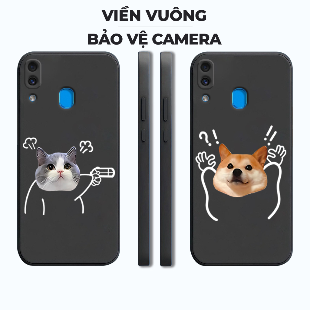 Ốp lưng Samsung A20, A30, M20 silicon mềm bảo vệ camera hình cặp đôi dễ thương, mèo chó hoạt hình