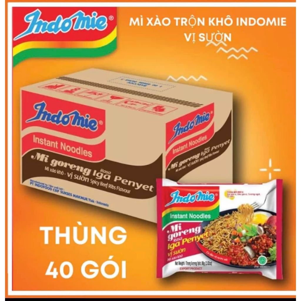 Mì xào/ mì trộn khô  indomie MI GORENG vị sườn 20 gói