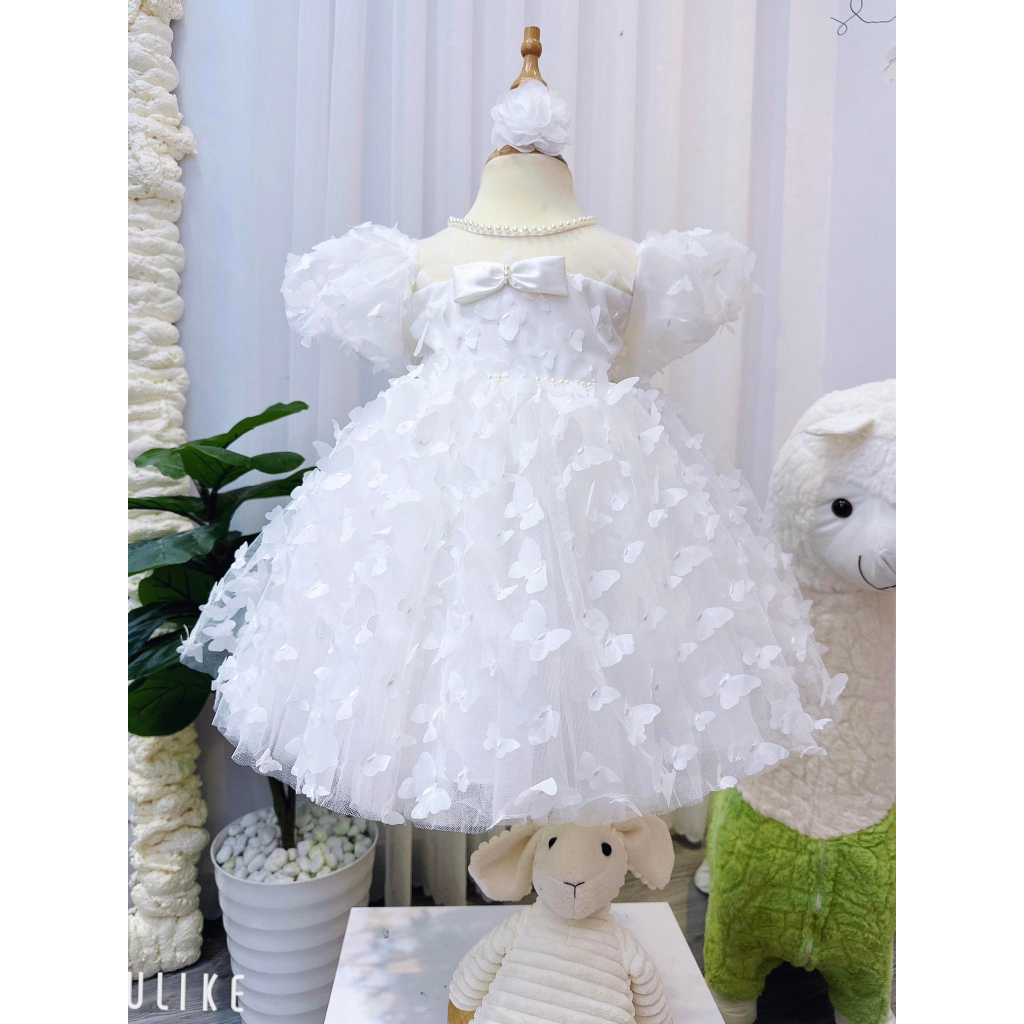 Váy công chúa đính cánh bướm cao cấp 4-14 kg ,Váy cho bé sơ sinh đầy tháng sinh nhật .