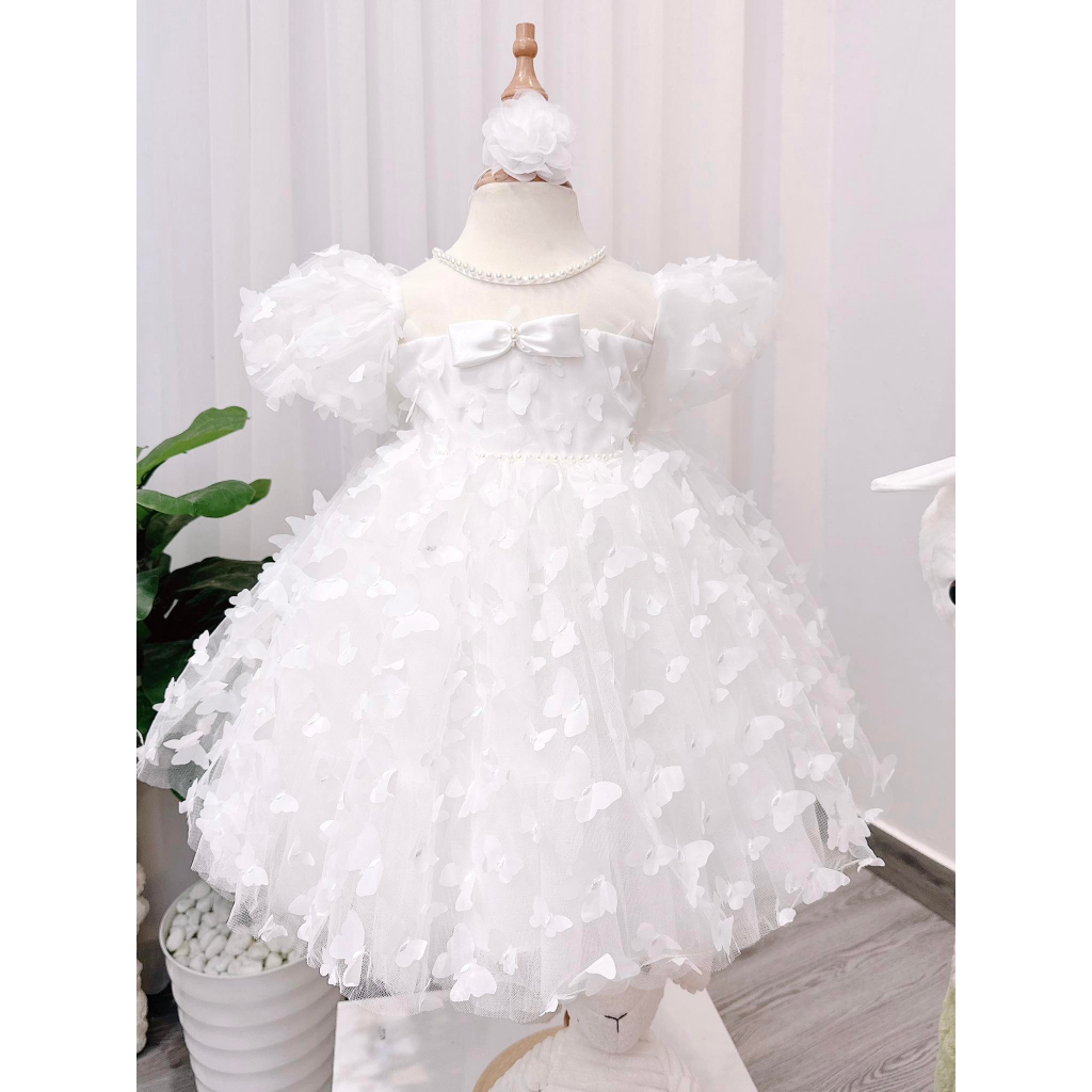 Váy công chúa đính cánh bướm cao cấp 4-14 kg ,Váy cho bé sơ sinh đầy tháng sinh nhật .