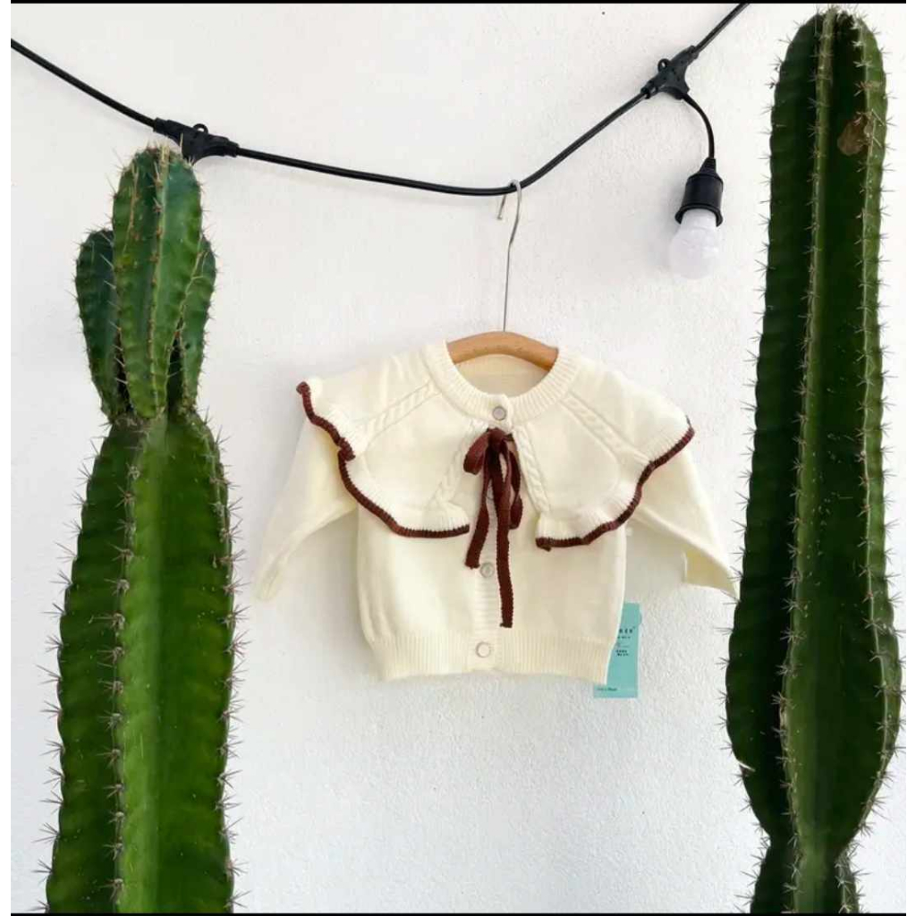 Áo khoác len cột nơ cho bé gái 5-12 Kg